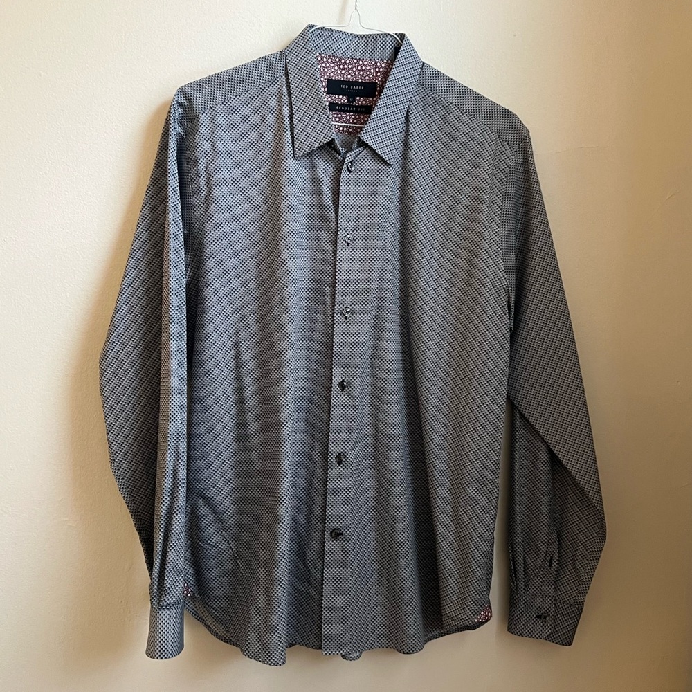 Ted Baker Men's Black and White Patterned Button-Down Shirt